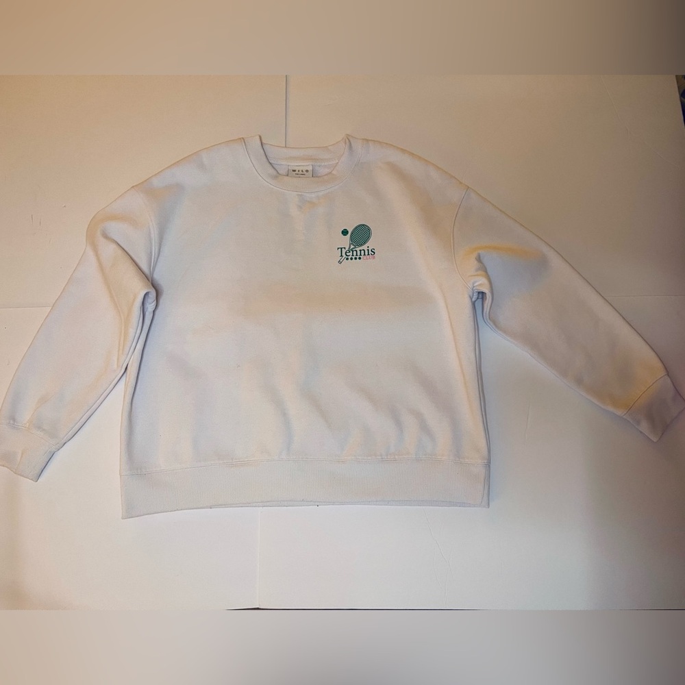 Wilo The Label Sweatshirt White Sz L Tennis Club EUC Preppy Resort Wear Beach